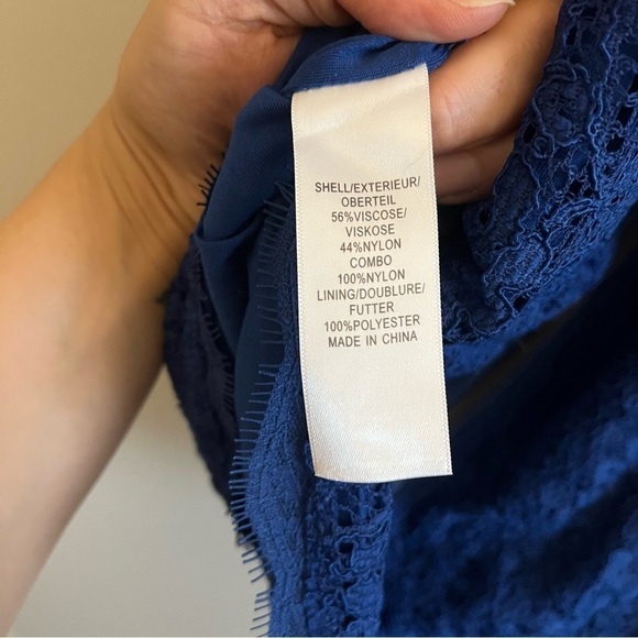 Adrianna Papell Women's 10 Elegant Blue Lace Dress Wedding Guest Romantic Sexy - Picture 9 of 13